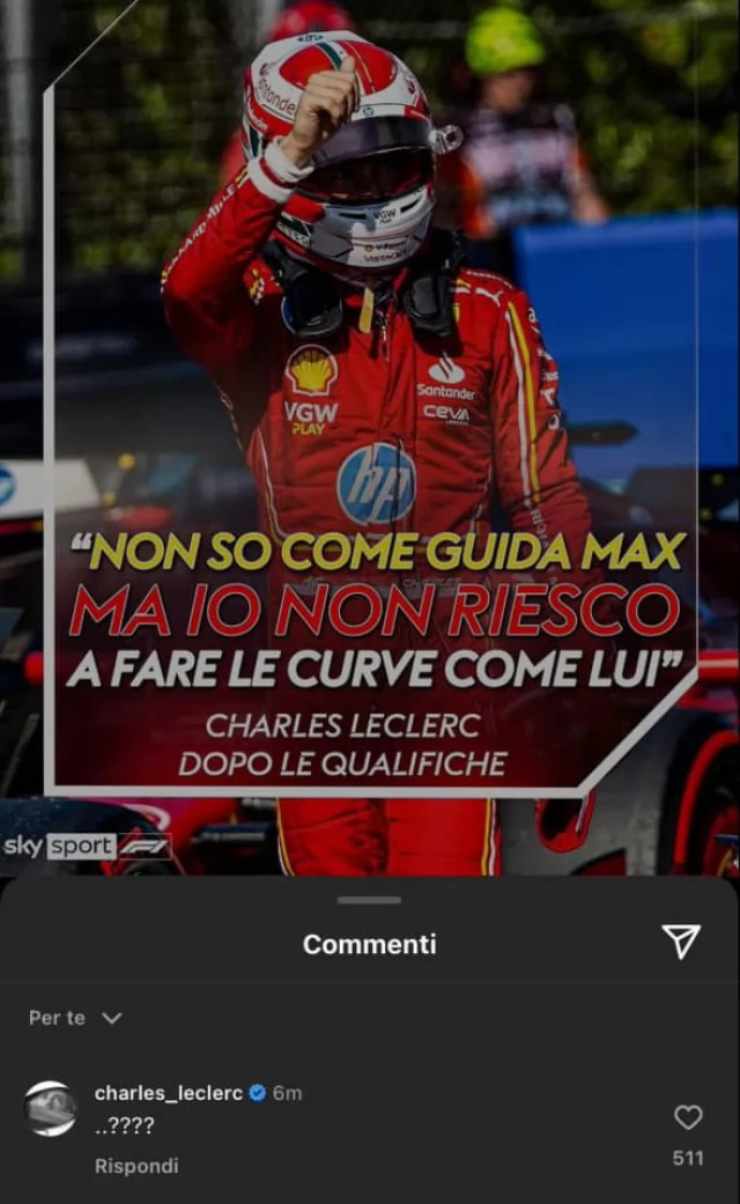 Leclerc Instagram Sky Sport F1