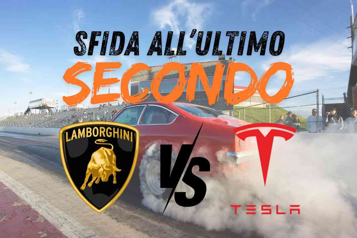 Lamborghini contro Tesla drag race quarto di miglio