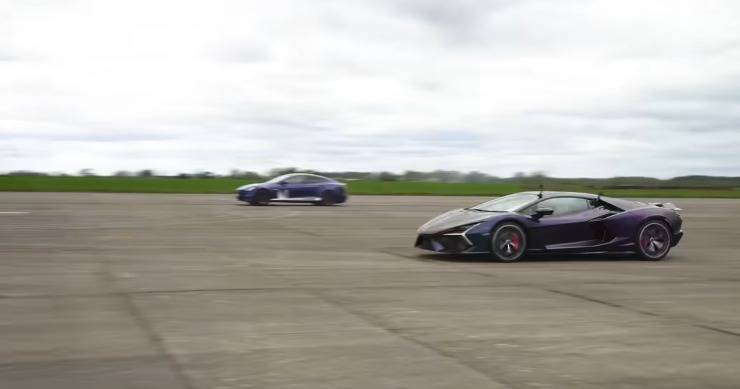 Tesla Lamborghini Drag Race video