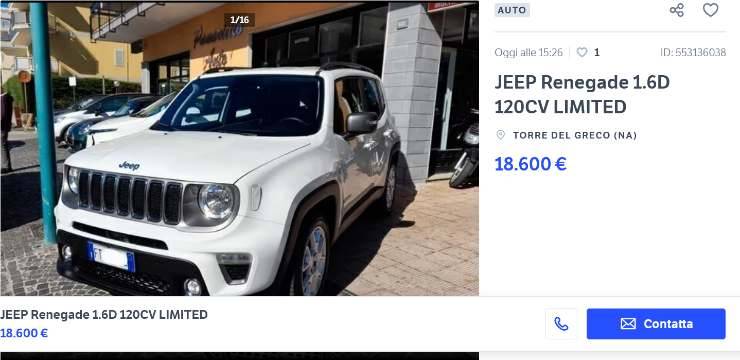 Jeep Renegade usato prezzo
