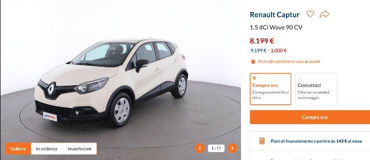 Renault Captur prezzo occasione