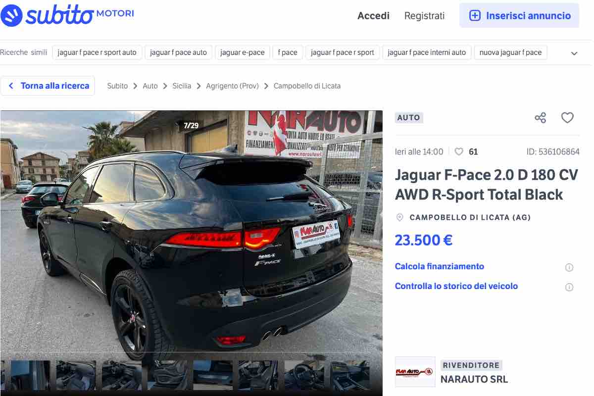 Offerta una Jaguar al prezzo di una FIAT