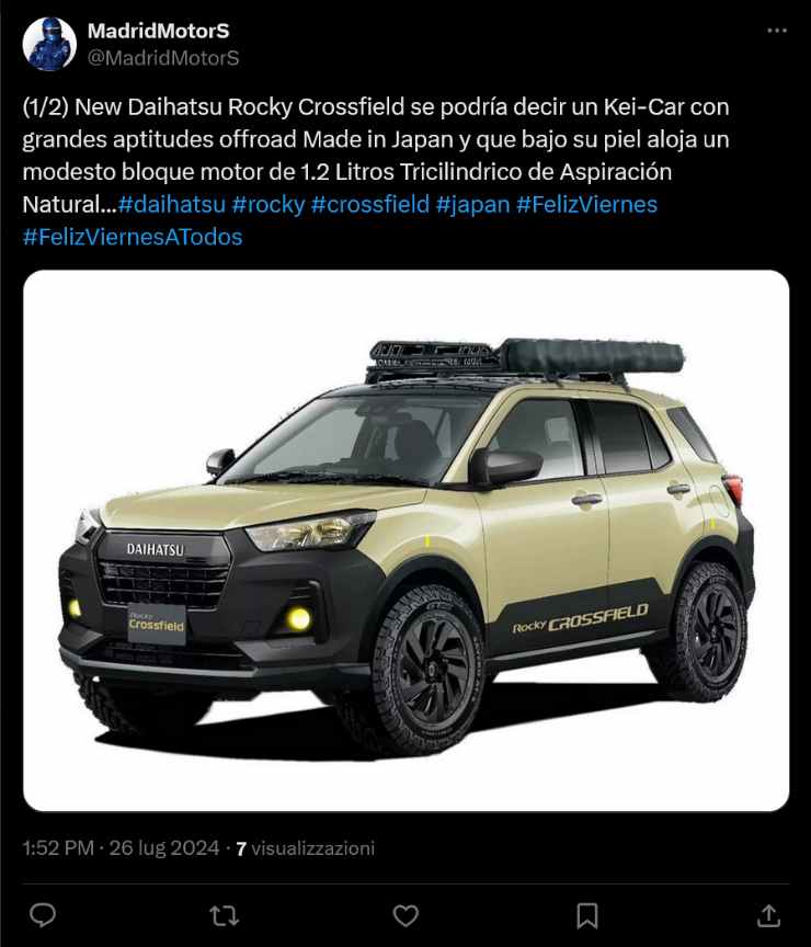 Daihatsu Rocky Crossfield ecco il mostro 