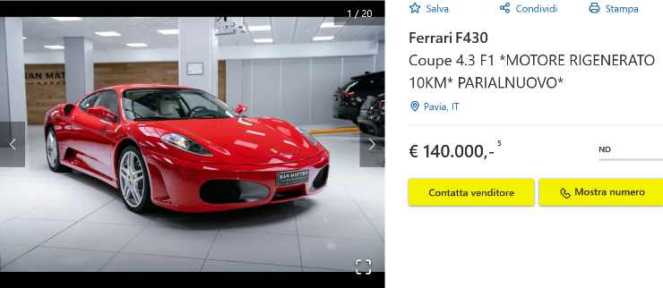 Ferrari F430 prezzo usato