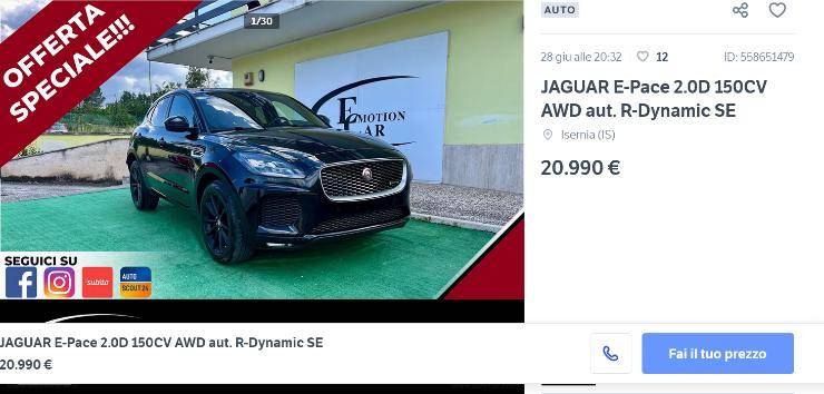 Jaguar E-Pace prezzo super