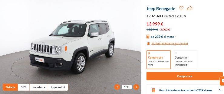 Jeep Renegade prezzo da sogno