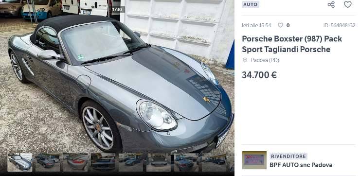 Porsche Boxster prezzo seconda mano