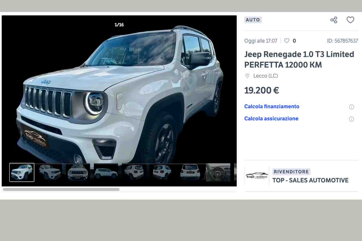 Jeep Renegade sotto i 20mila euro