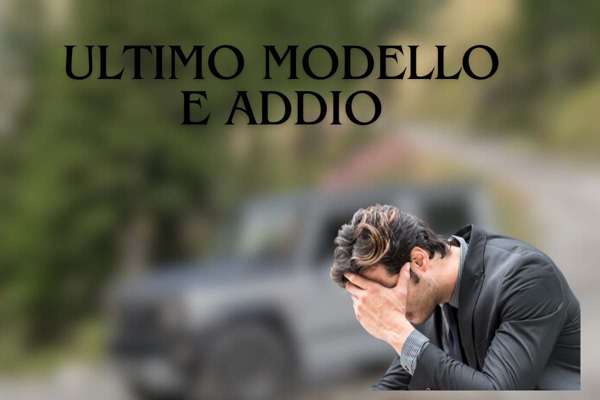 Modello auto e uomo disperato