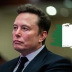 Primo piano Elon Musk e a destra il disegno della bandiera italiana