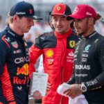 Verstappen Leclerc e Hamilton nel post gara