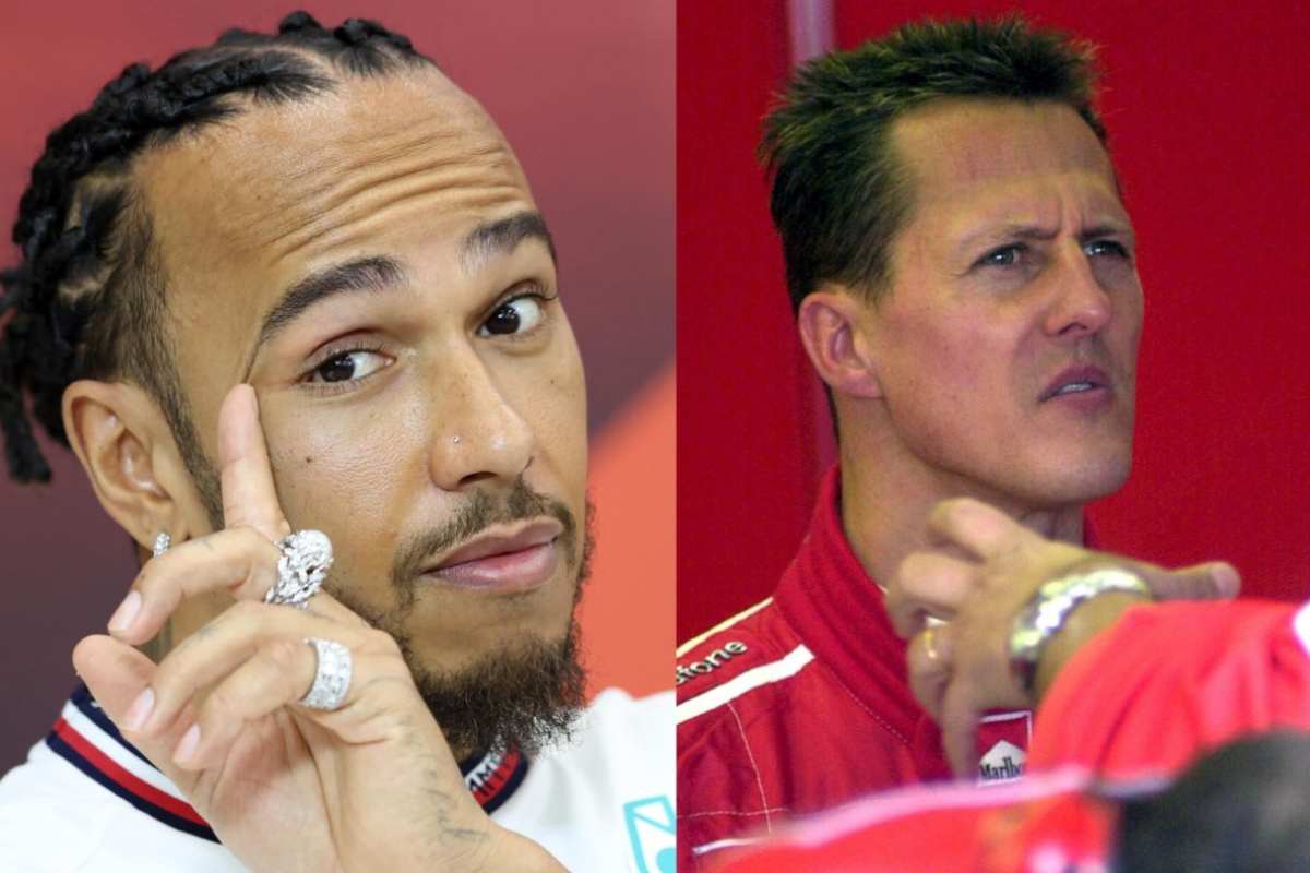 Primo piano di Lewis Hamilton e Michael Schumacher