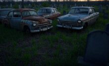 Auto in un cimitero