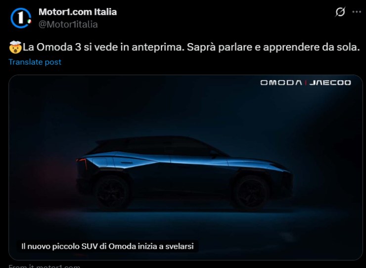 SUV top Omoda 3 novità