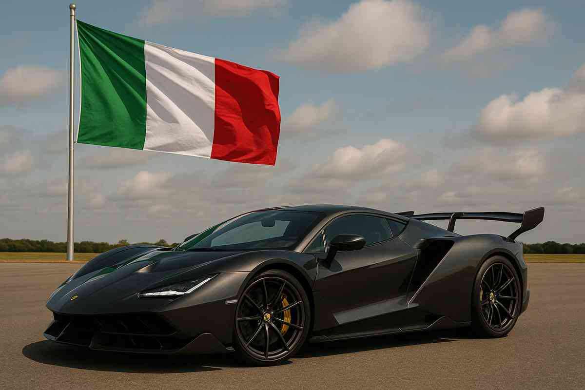 Una hypercar con la bandiera italiana