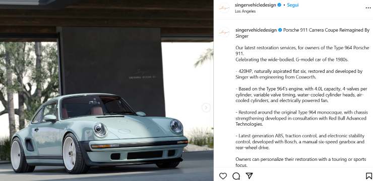 Porsche 964 novità auto Singer