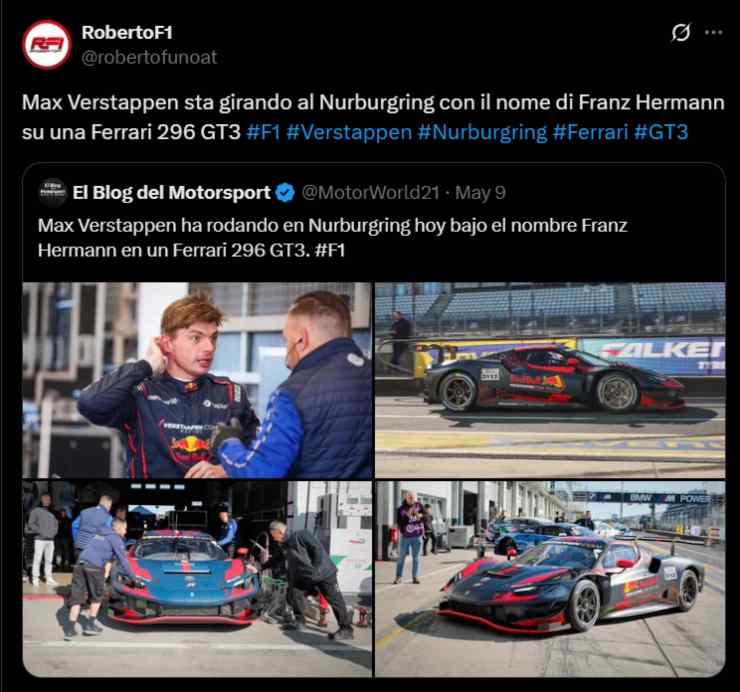 Verstappen Ferrari GT3 Nurburgring