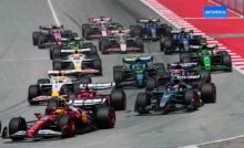 Formula 1 monoposto al via di un GP