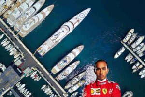 Degli yacht ormeggiati al porto e un primo piano di Hamilton
