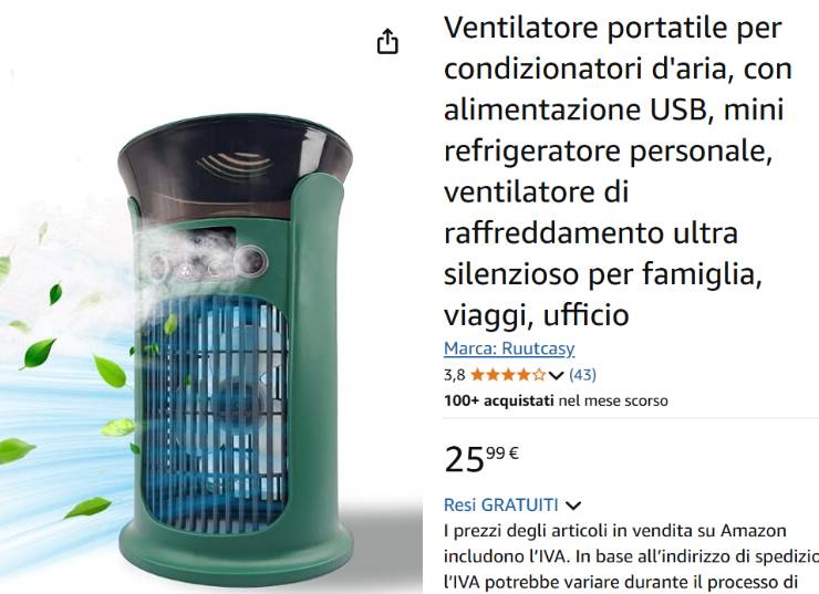ventilatore portatile amazon
