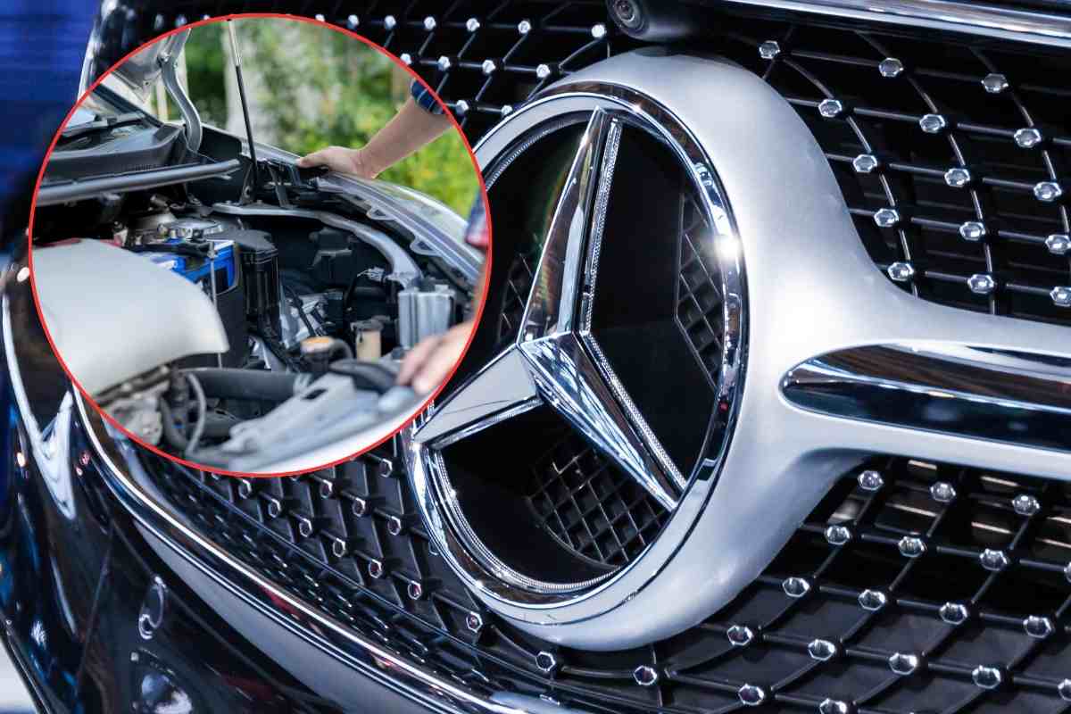 mercedes logo cofano auto