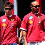 Charles Leclerc con Lewis Hamilton nel paddock