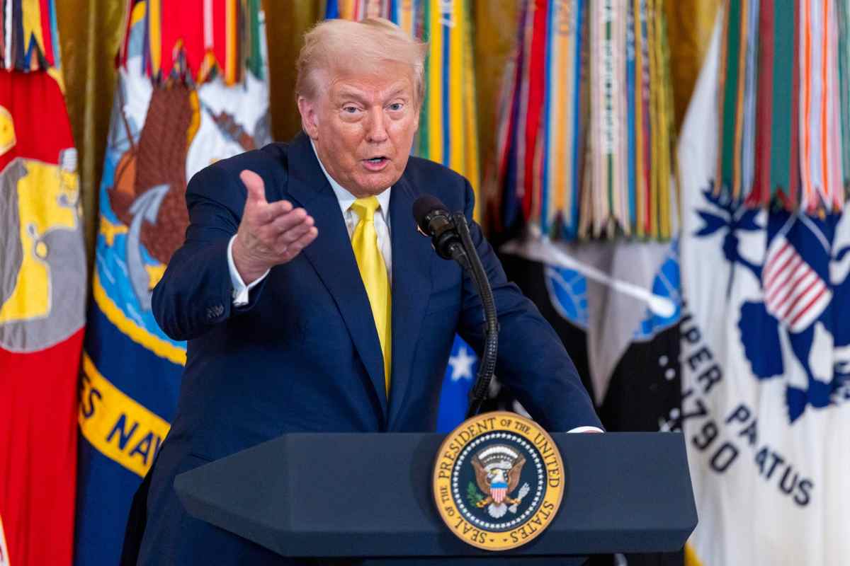 Donald Trump durante un discorso