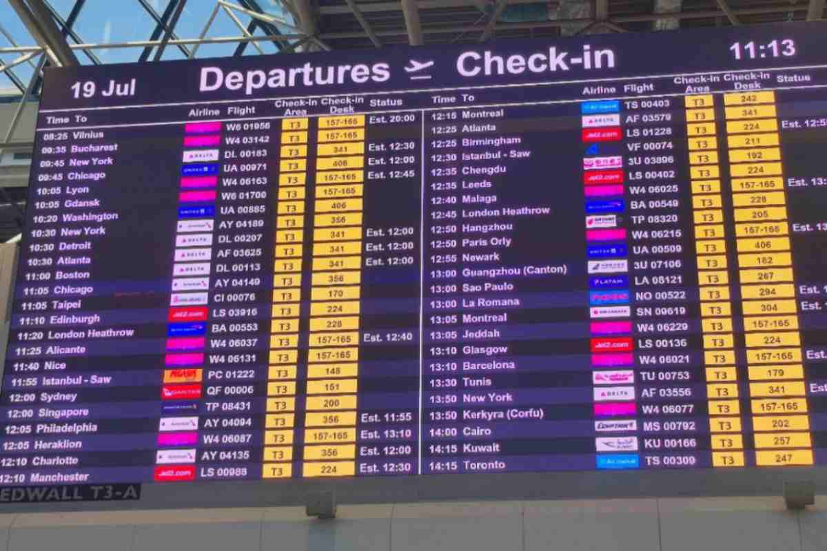 Tabellone dei voli in aeroporto