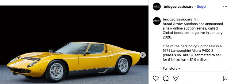 Lamborghini Miura 1971 asta prezzo