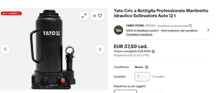 auto Ebay lato cric